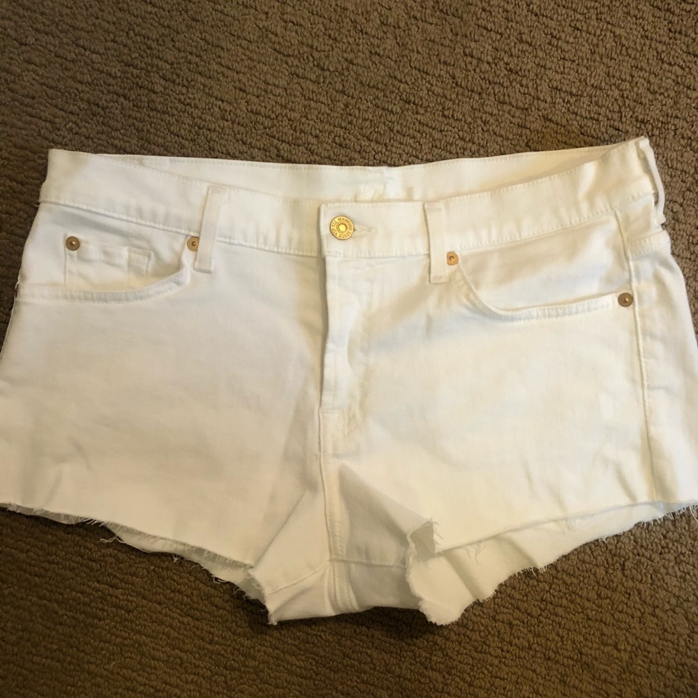 7 for all man kind white jean cutoff shorts